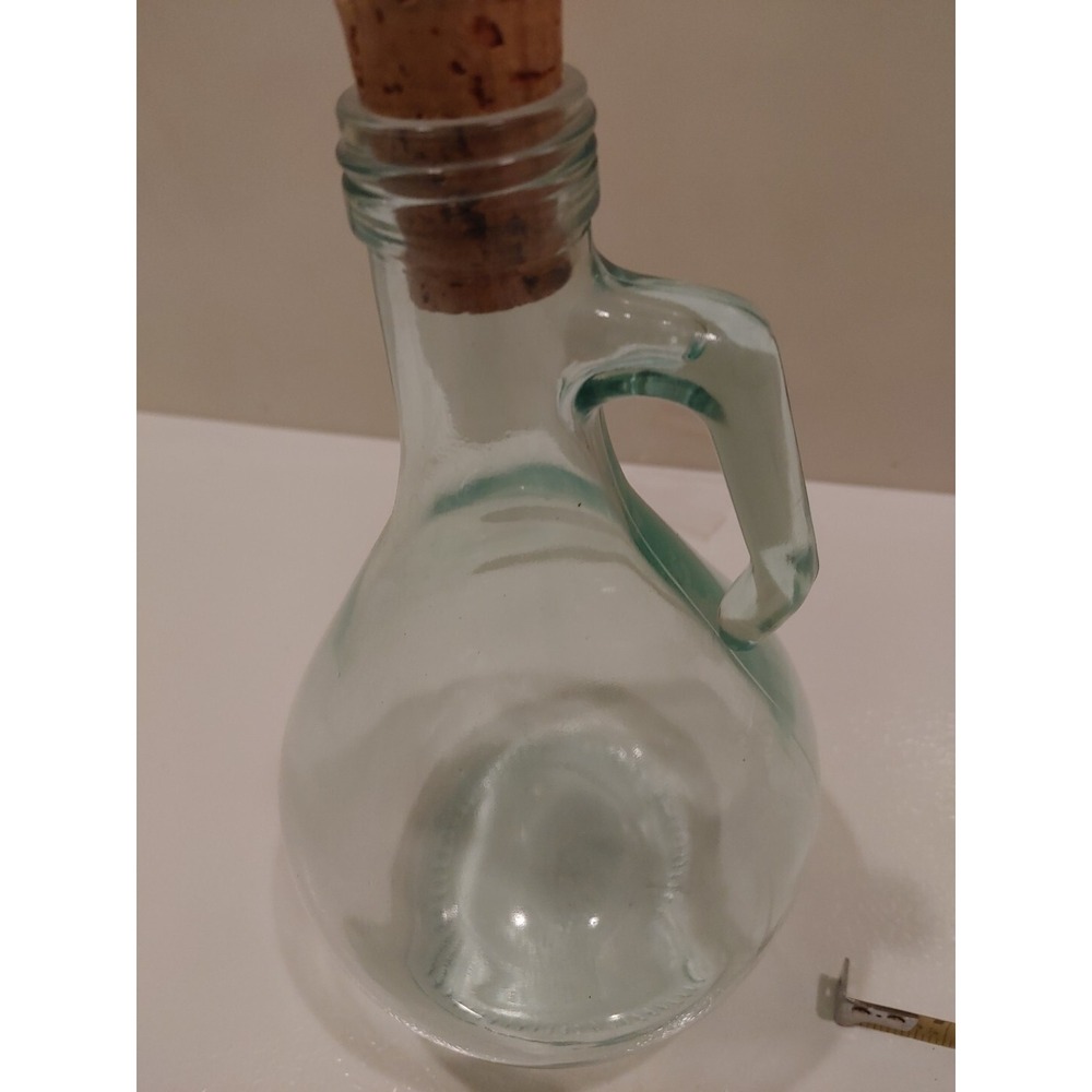 Vintage Green Glass One Handled Craft Glass Corked - Picture 5 of 9